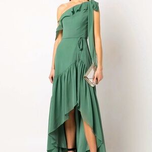 New Marchesa Notte Bridesmaid Padua One-Shoulder Ruffled Gown Dress Size…